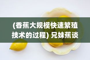 (香蕉大规模快速繁殖技术的过程) 兄妹蕉谈：从种植到市场，揭秘香蕉生产线的全过程及经济价值