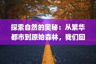 探索自然的奥秘：从繁华都市到原始森林，我们回森林去的生态环保之旅