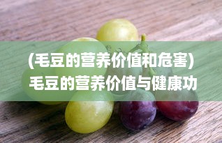 (毛豆的营养价值和危害) 毛豆的营养价值与健康功效：如何正确烹调并融入日常饮食中