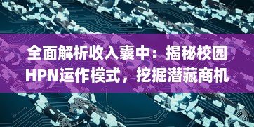 全面解析收入囊中：揭秘校园HPN运作模式，挖掘潜藏商机