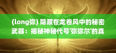 (long弥) 隐藏在龙卷风中的秘密武器：揭秘神秘代号'弥弥尔'的真实面貌