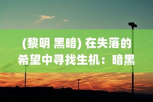 (黎明 黑暗) 在失落的希望中寻找生机：暗黑黎明下的生存挑战与人性启示