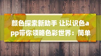 颜色探索新助手 让以识色app带你领略色彩世界：简单操作，精准识别，一键解锁色彩秘密