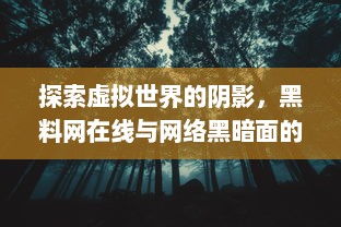 探索虚拟世界的阴影，黑料网在线与网络黑暗面的揭露